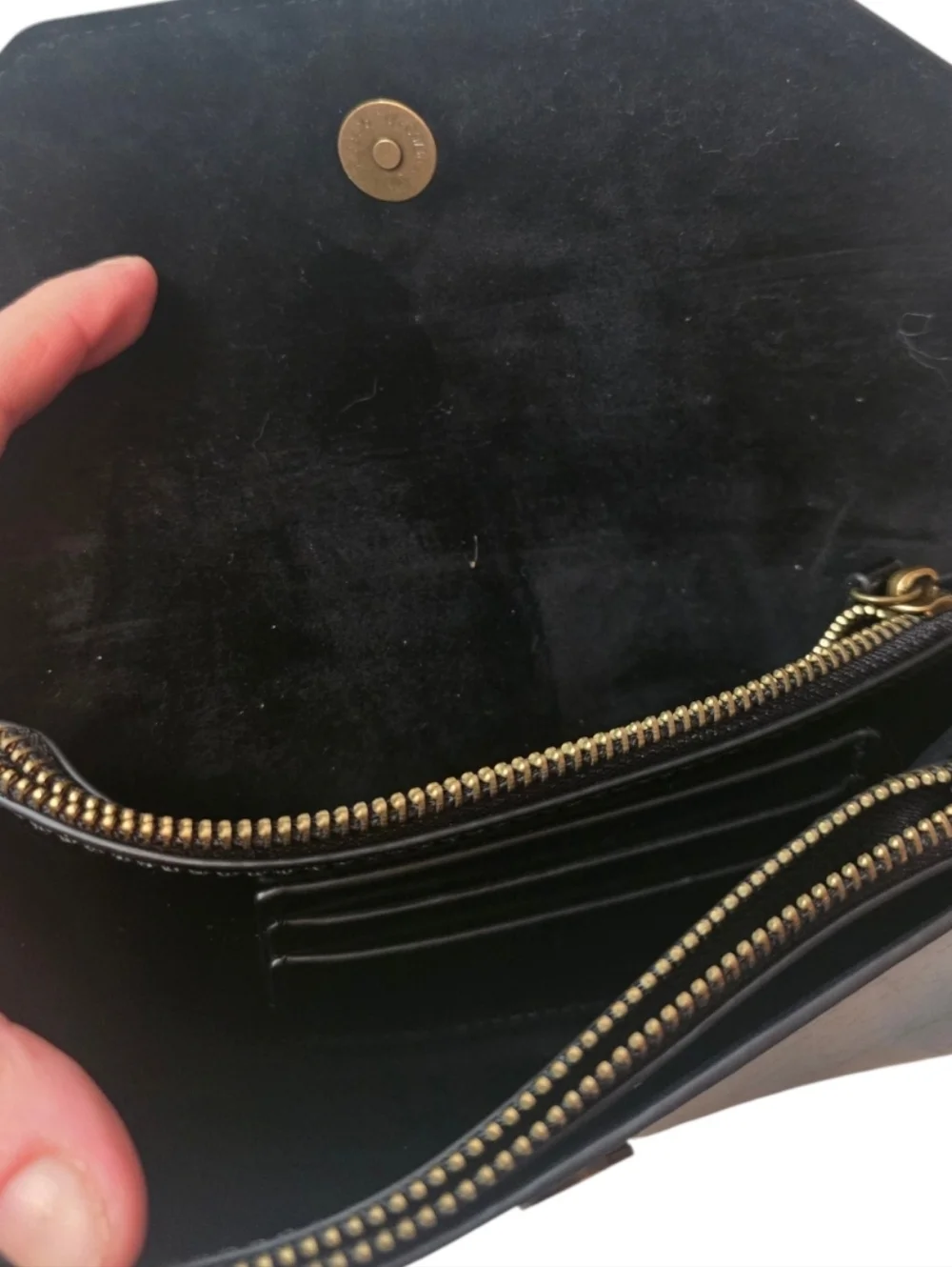 Black vegan leather guitar strap large wristlet
